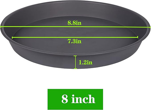 2 Pack of 8 inch Plant Saucer Clear, Heavy Duty Plastic Plant Water Tray 8 inch Round, Flower Plant Saucers for Indoors No Holes, Plant Dishes Saucer for Planter 7"/8" (8", Cement)