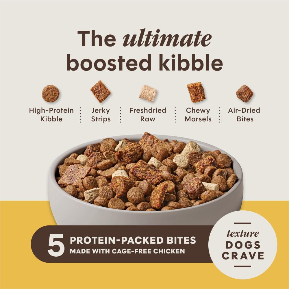 Instinct PeakBoost Dry Dog Food, 5 Protein-Powered Pieces, Chicken, 3.5 lb. | 5 unique pieces: kibble, FreshDried Raw, jerky strips, chewy morsels & air-dried bites for boosted nutrition & flavor
