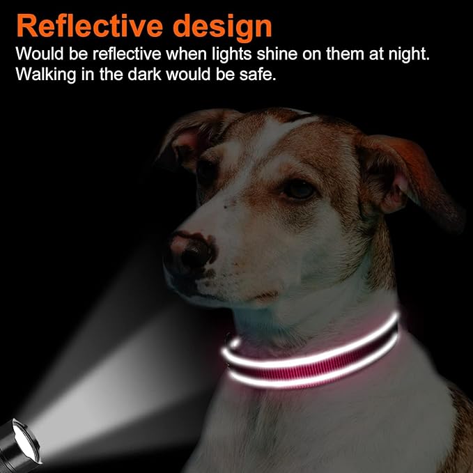 Joytale Reflective Dog Collar, Soft Neoprene Padded, Metal D-Ring, Nylon Pet Collar Adjustable for Small Dogs, Hotpink, S