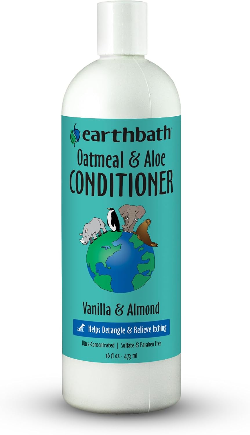 earthbath, Oatmeal & Aloe Conditioner - Dog Conditioner for Allergies & Itching, Dry Skin, Dog Wash that Helps Detangle & Relieve Itching, Made in USA, Cruelty Free Pet Conditioners - 16 Oz (1 Pack) | Dog Conditioner for Allergies & Itching, Dog Wash