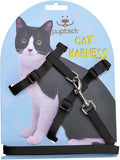 PUPTECK Adjustable Cat Harness and Leash Set Escape Proof Kitten Strap Collar for Walking Travel, Black, M