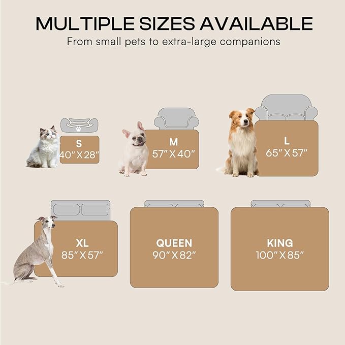 Luciphia Waterproof Pet Blanket, Liquid Pee Proof Dog Blankets for Sofa Bed Couch, Reversible Sherpa Fleece Furniture Protector Cover for Small Medium Large Dogs Cats,Beige-Thicken Medium（57" x 40"）