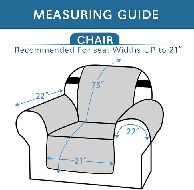 H.VERSAILTEX Reversible Chair Cover Furniture Protector Anti-Slip Couch Cover Water Resistant 2" Elastic Straps Chair Slipcover Pets Fit Sitting Width Up to 21" (Chair:75" x 65", Taupe Brown/Beige)