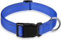 Reflective Dog Collar with Buckle Adjustable Safety Nylon Collars for Small Medium Large Dogs, Navy Blue XXS
