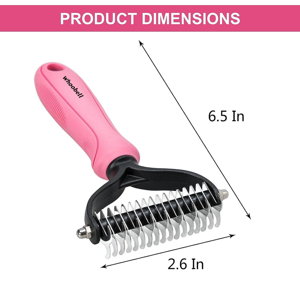 Undercoat Rake for Dogs, whoobell 2 Side Undercoat Brush for Deshedding and Dematting for Dog Cat Rabbit, Professional Pet Grooming HairTools, Removes Loose Undercoat and Nasty Shedding