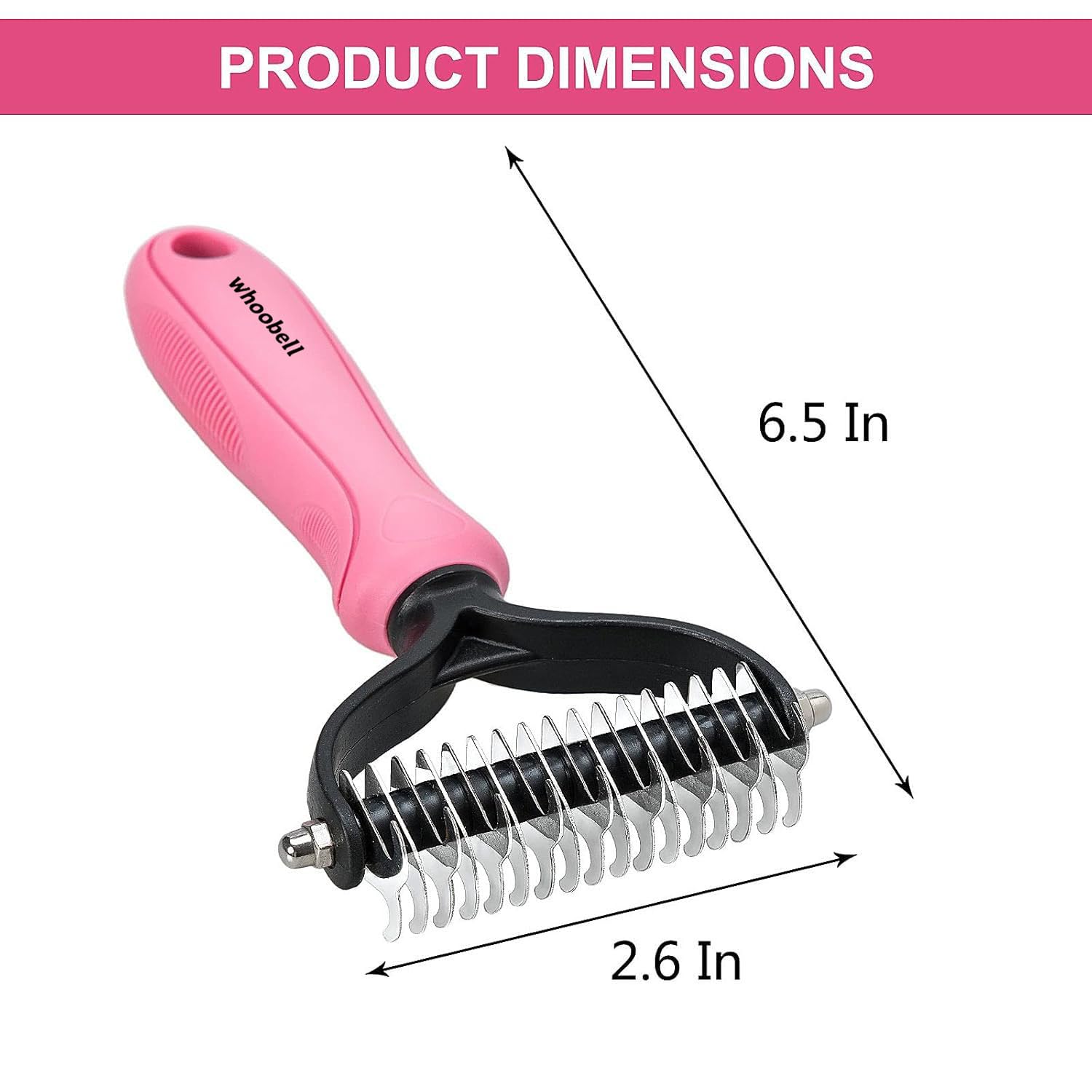 Undercoat Rake for Dogs, whoobell 2 Side Undercoat Brush for Deshedding and Dematting for Dog Cat Rabbit, Professional Pet Grooming HairTools, Removes Loose Undercoat and Nasty Shedding