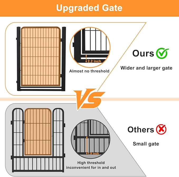 Dog Fence Outdoor Pens Outside,Portable Dog Play Pen 40" H 8 Panels Pet Playpen Exercise Pens for Puppys Small Medium Large Dogs RV Camping Yard Garden Indoor Wide Gate