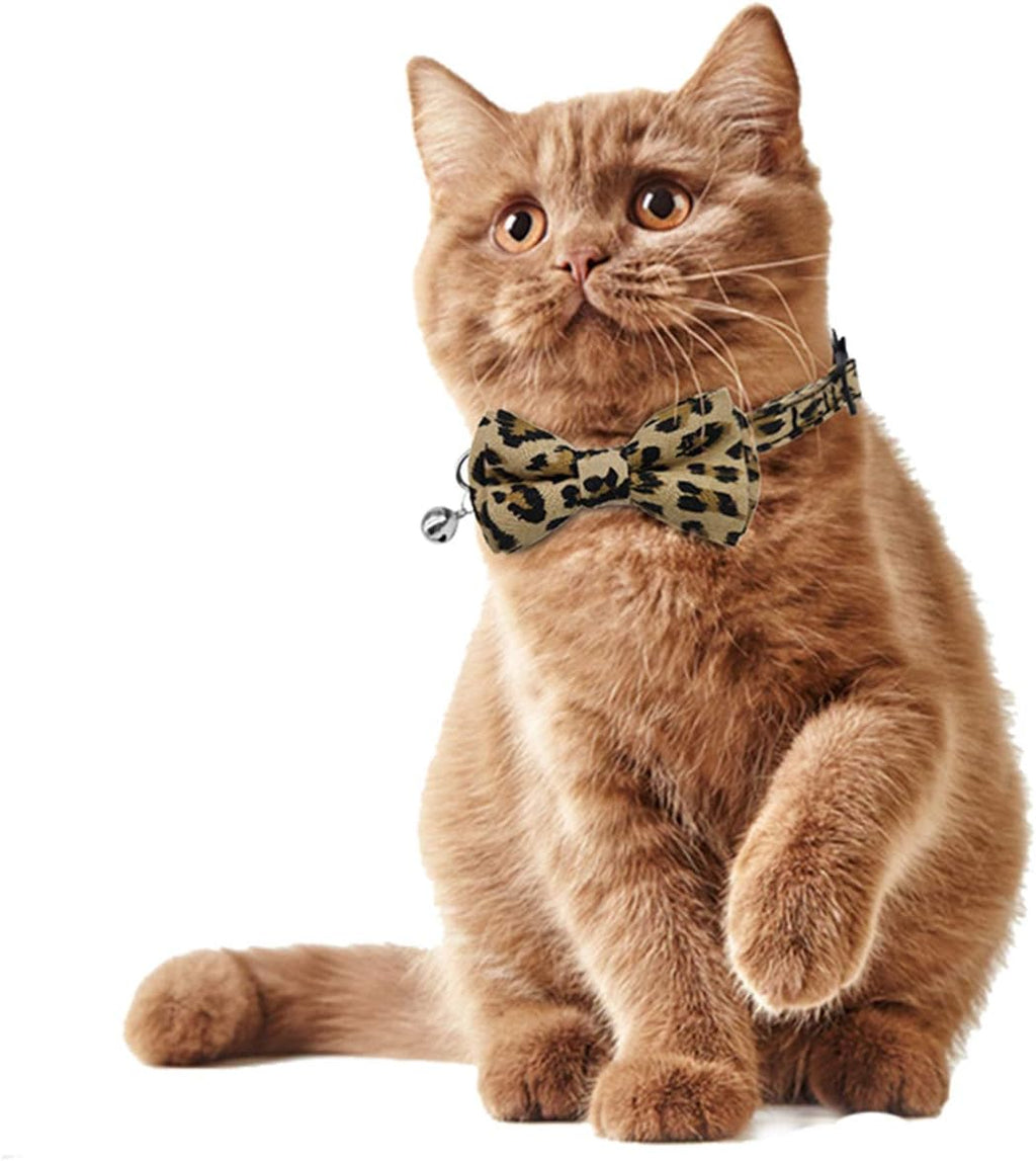 2 Pack/Set Cat Collar Breakaway with Cute Bow Tie and Bell for Kitty and Other Small Dogs Pets, Adjustable from 7.8-10.5 Inch