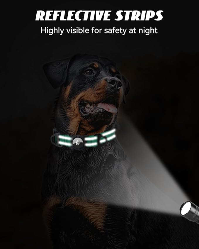 Joytale Airtag Dog Collar, Reflective Pet Collar with Waterproof AirTag Holder, Dual D-Rings, Soft Padded Adjustable for Extra Small and Puppy Dogs, Teal, XS