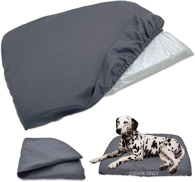 Dog Bed Cover Waterproof Replacement Machine Washable Covers for 36x27 Inch Dog Bed Heavy Duty Scratch Resistant Mattress Protector Pet Bed Cover Only Grey