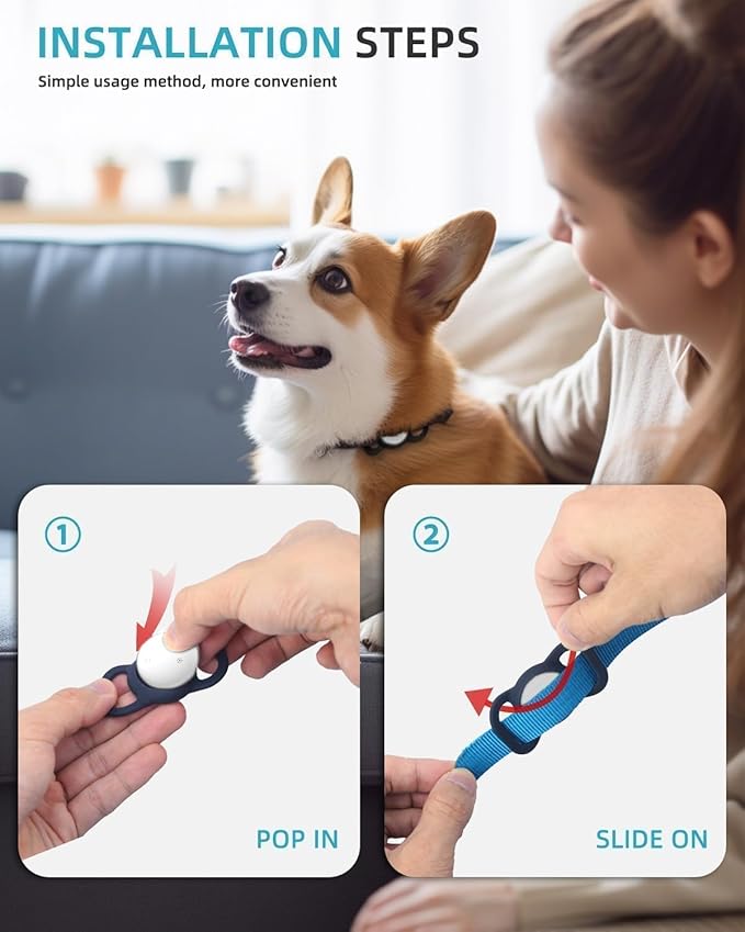 GPS Tracker for Dogs (1 Pack), Mini GPS Cat Tracker, Smart Pet Activity Tracker (iOS Only), No Monthly Fee, Compatible with Apple Find My, Anti-Lost, Finder Tag for Vehicles/Pets/Kids/Items