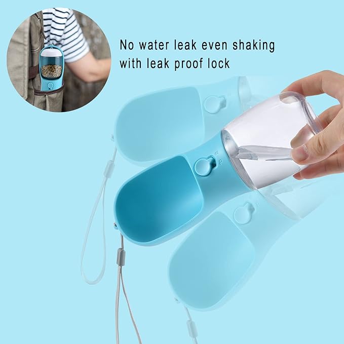Dog Water Bottle with Food Container, Travel Puppy Water Bowl, Portable Pet Dispenser, Dog Gift Stuff Accessories Items, Puppy Essentials Necessities for Yorkie Cat Walking and Hiking