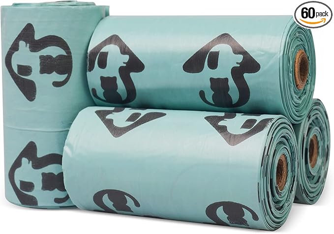 60 Count Cat Litter Waste Poop Bags Scented for Cat Litter Scoop, Cat Litter Clump & Poop Bags, Cat Litter Poop Clump, Super Thick, Durable, Easy Clean Up Litter Pan Bags for Pet Cats, Green