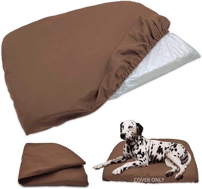 Dog Bed Cover Waterproof Replacement Machine Washable Covers for 30x20 Inch Dog Bed Heavy Duty Scratch Resistant Mattress Protector Pet Bed Cover Only Brown