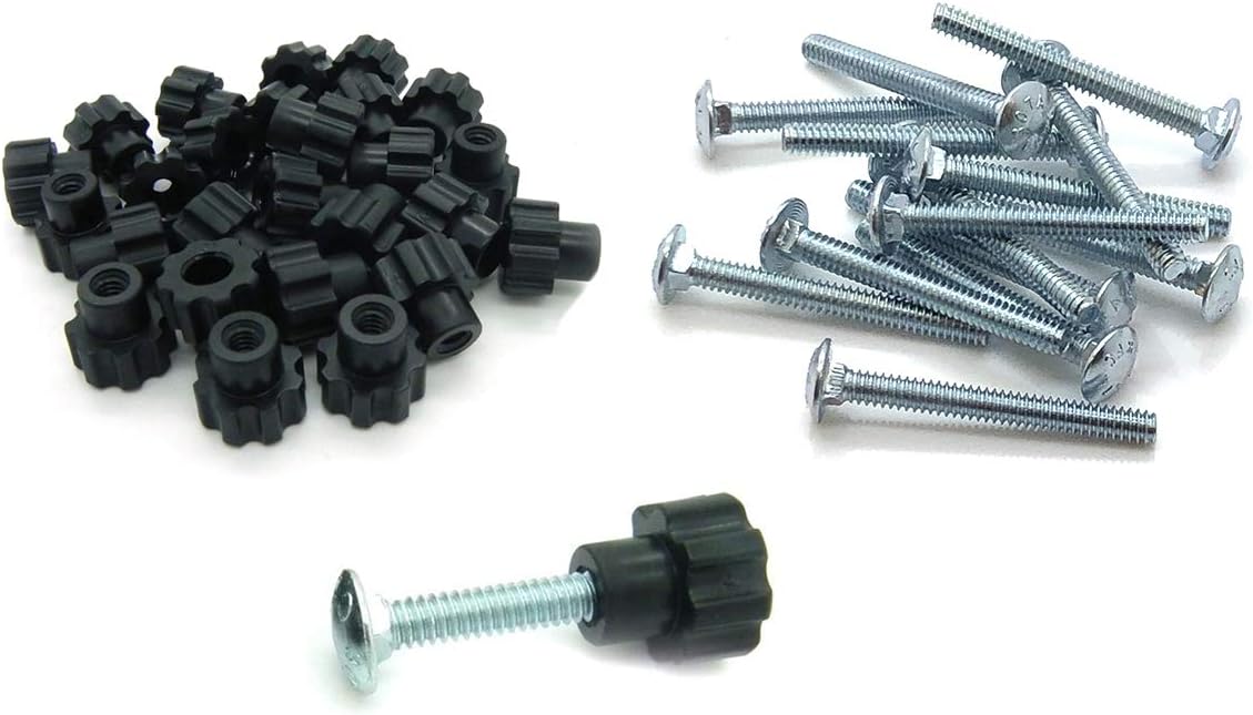 Pet Carrier Metal Bolt Fasteners - Black Nylon Nuts (16 Pack, 1-3/4" Long Bolts)