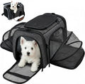 Soft Sided Pet Carrier for Small Dogs & Cats up to 9 Lbs - Breathable 100% Polyester Travel Bag with Luggage Strap & Washable Mat - Airline Approved Underseat Fit - Grey