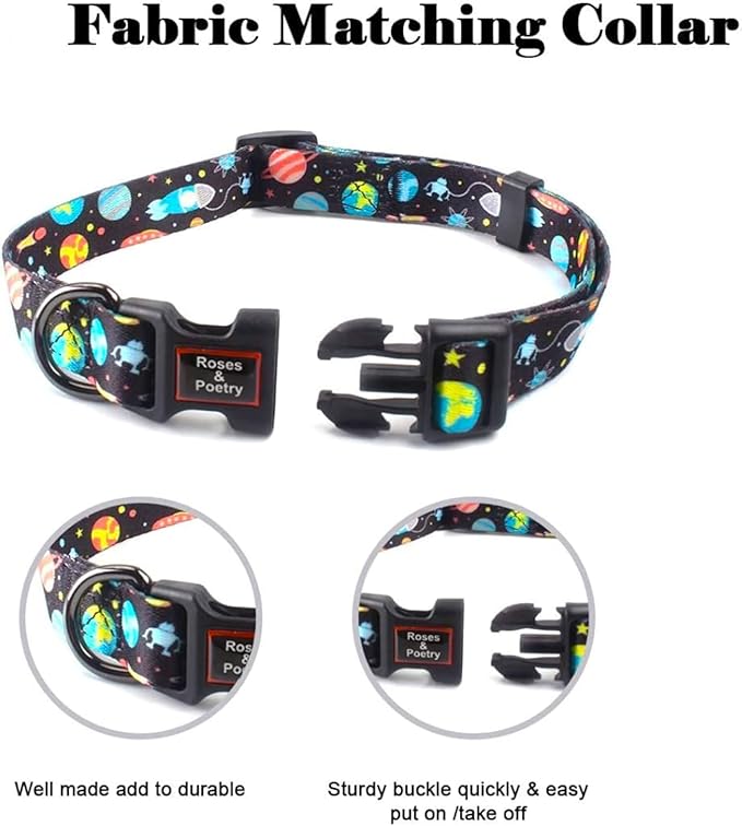 Roses&Poetry Dog Collar with Colourful Star Patterns, Adjustable Durable Puppy Collars for Small Medium Large Dogs (Star-XS)