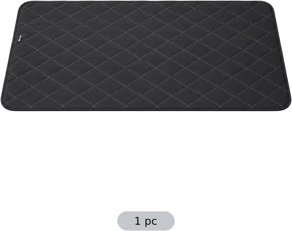 Machine Washable Kennel Mat, Oxford Cloth Mat with Rhombus Quilted Design, Liquid-Shedding Crate Pad for Smaller Animals, All-Season Bedding for Indoor Travel and Home, Black