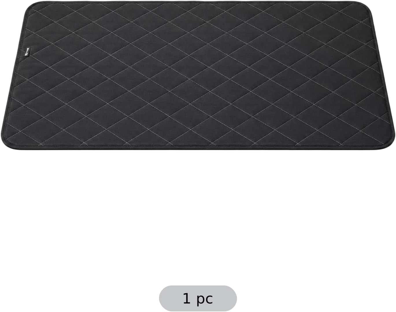 Machine Washable Kennel Mat, Oxford Cloth Mat with Rhombus Quilted Design, Liquid-Shedding Crate Pad for Smaller Animals, All-Season Bedding for Indoor Travel and Home, Black