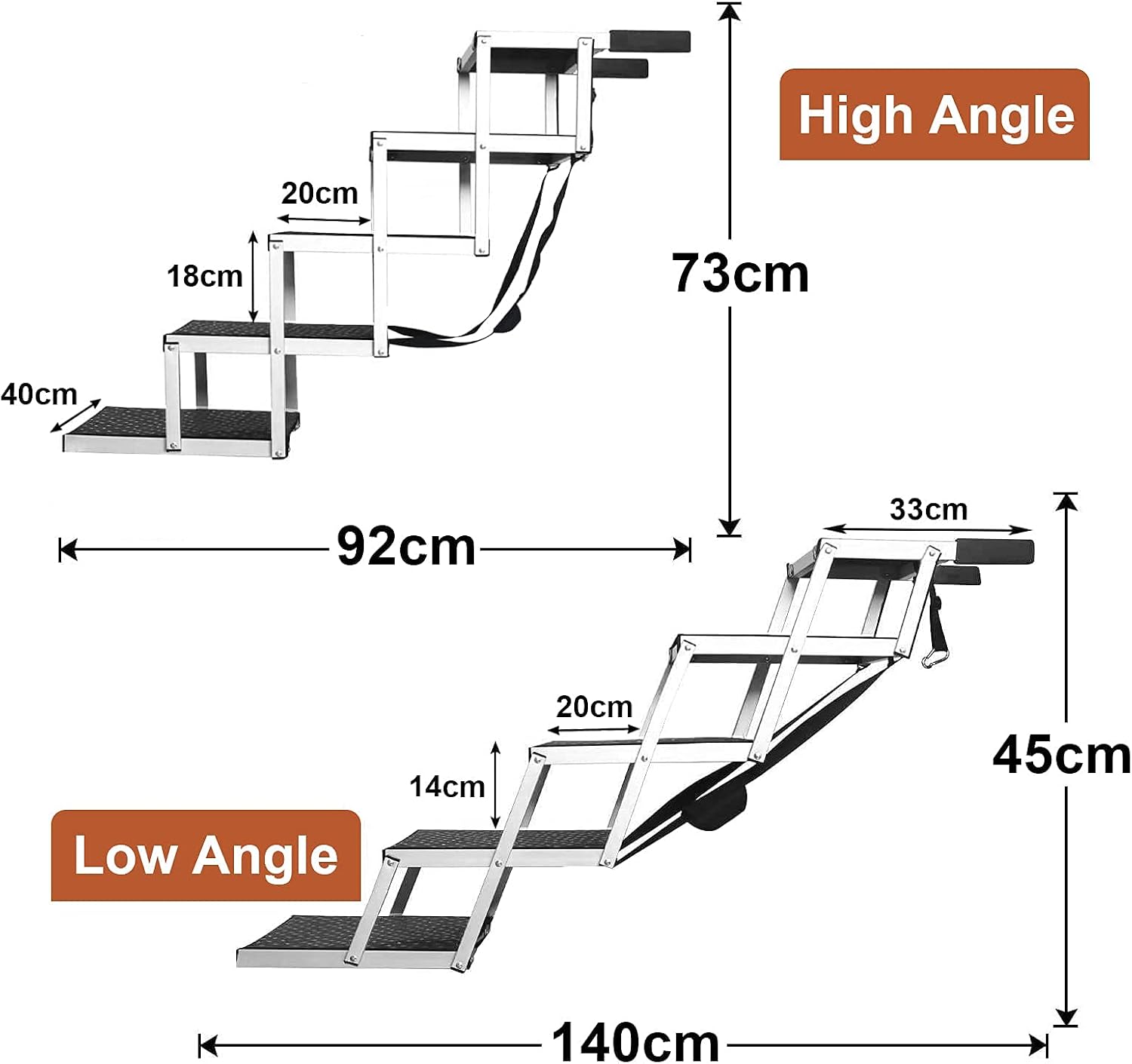 Split Ottoman Dog Ramp for Small Dogs - 2 in 1 Foldable Pet Ramp Ottoman for Bed & Couch, Non-Slip Indoor Safety Ramp for Puppy, Cats & Dachshunds, Rampa para Perros, Gray