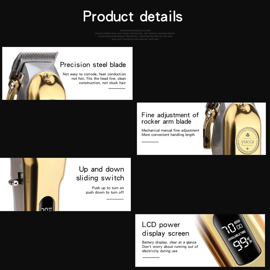 yucca Dog Grooming Clippers for Thick Heavy Coats, Cordless Animal Clippers Professional, Rechargeable Low Noise Clippers, Thick Fur Clippers with Metal Blade for Pets Dogs Cats