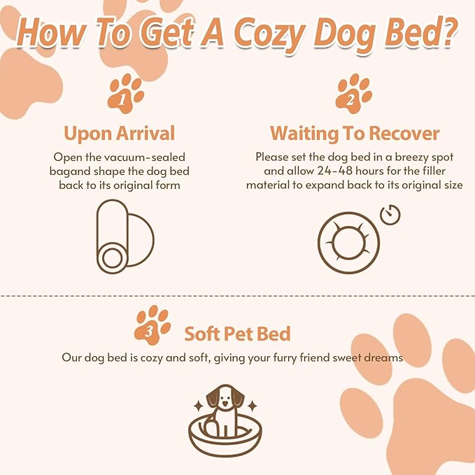 JOLLYVOGUE Calming Dog Bed for Small Dogs - 23 inches Donut Washable Small Dog Bed for Kittens & Puppies, Anti-Slip Round Fluffy Plush Faux Fur Cat Beds (Fits up to 25 lbs Pets, Orange)