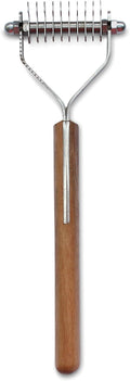 Mars Coat King Blunt Dematting Undercoat Grooming Rake Stripper Tool for Dogs and Cats, Stainless Steel with Wooden Handle, Made in Germany, 10-Blade