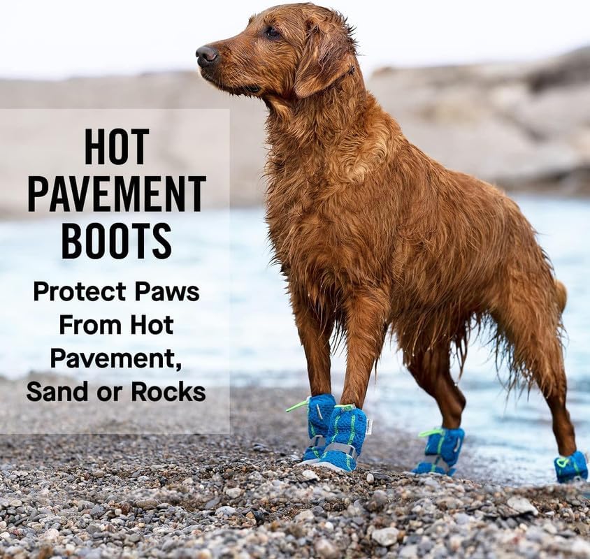 Canada Pooch Dog Boots for Hot Pavement - Paw Protector for Hot Days Size 5 | Small, Medium, Large Size Booties, Anti Slip Rubber, Water Friendly, Breathable Mesh, Easy On Wide Opening, Reflective Strap