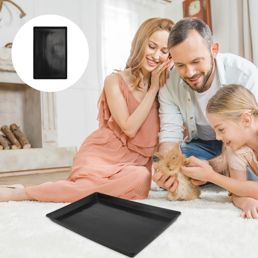 Kisangel Pet Cage Tray Plastic Dog Crate Tray Replacement Pan for Cat Crate Small Animal Cage Leakproof Stain and Odor Resistant Easy Clean Black 16.92 X 12.79 X 0.98 in