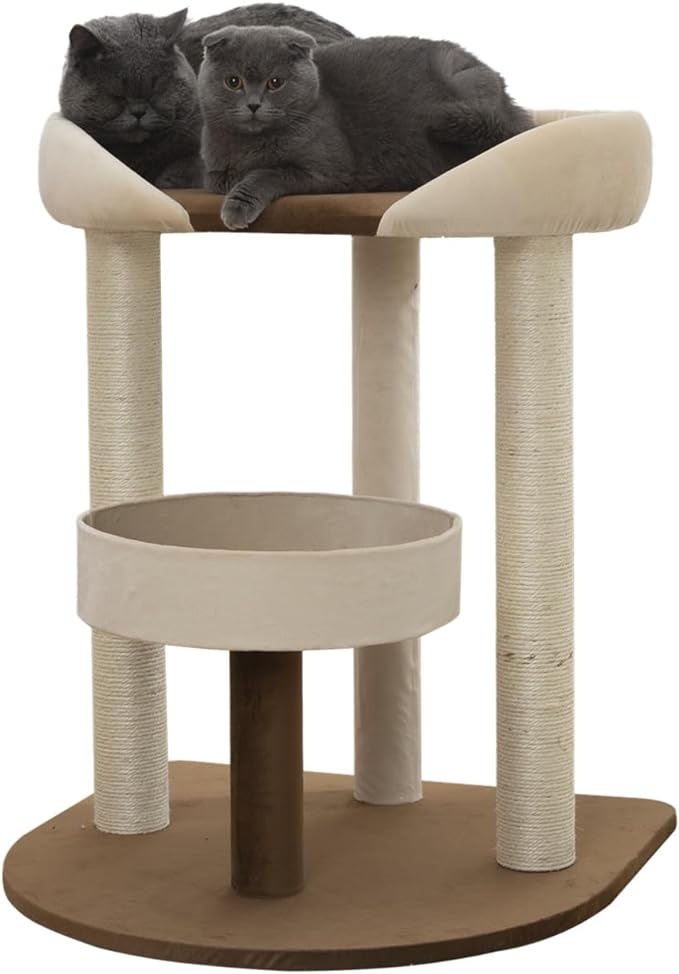 SHENGOCASE Modern Cat Tree Tower with Extra Large Platform Perch Bed for Maine Coon and Big Couch Sofa for Multiple Cats