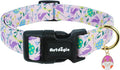 Easter Dog Collar, Spring Easter Egg Print Dog Collar with Purple Rabbit, Adjustable Cotton Puppy Collars Girl Boy Collar for Small Medium Large Dogs -S