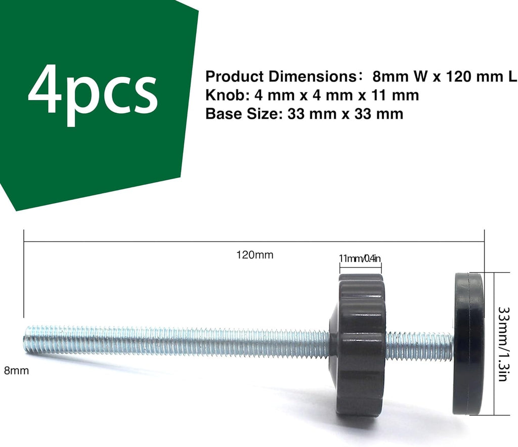 Vmaisi 4 Pack 8MM Baby Gates Threaded Spindle Rod, Replacement Parts Kits | Extra Long Wall Mounting Accessories Screws Rods Adapter Bolts for Pet & Dog Pressure Mounted Safety Gates