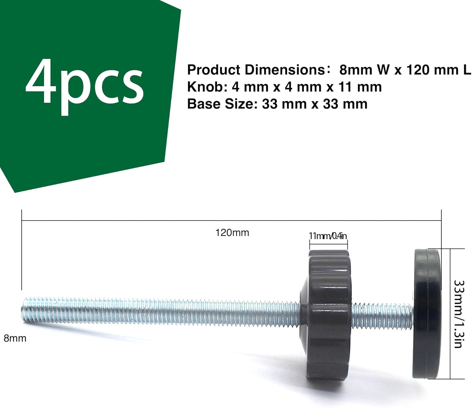Vmaisi 4 Pack 8MM Baby Gates Threaded Spindle Rod, Replacement Parts Kits | Extra Long Wall Mounting Accessories Screws Rods Adapter Bolts for Pet & Dog Pressure Mounted Safety Gates