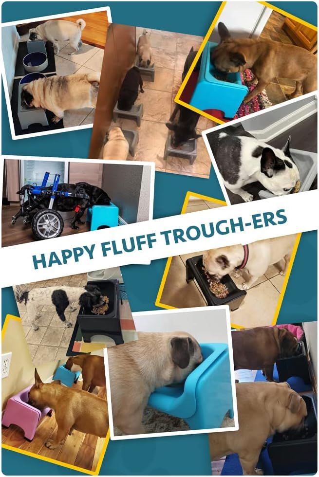 Fluff Trough Elevated Slow Feeder Dog Bowls | Puzzle Cat Bowl with Vet Approved & Non-Toxic Silicone Minimizes Neck Strain | Slow Feeder Bowl Inset Ideal for Flat Face Pets (Grey)