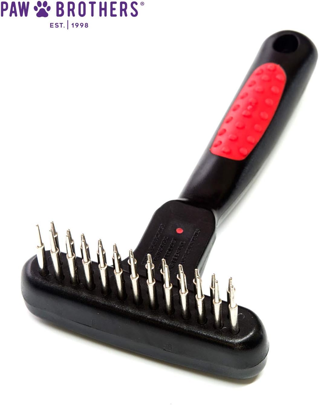 RYAN'S PET SUPPLIES Paw Brothers Magic Spring Undercoat Rake for Dogs, Professional Grade, Spriing Loaded Pins, Comfort Grip, 6.8 in