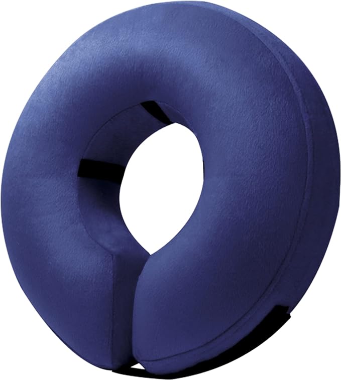 BENCMATE Inflatable Dog Cone Collar Alternative, Soft Dog Cone for Small Medium Large Dogs and Cats, Neck Recovery ECollar Donut Collar After Surgery (Small, Navy Blue)