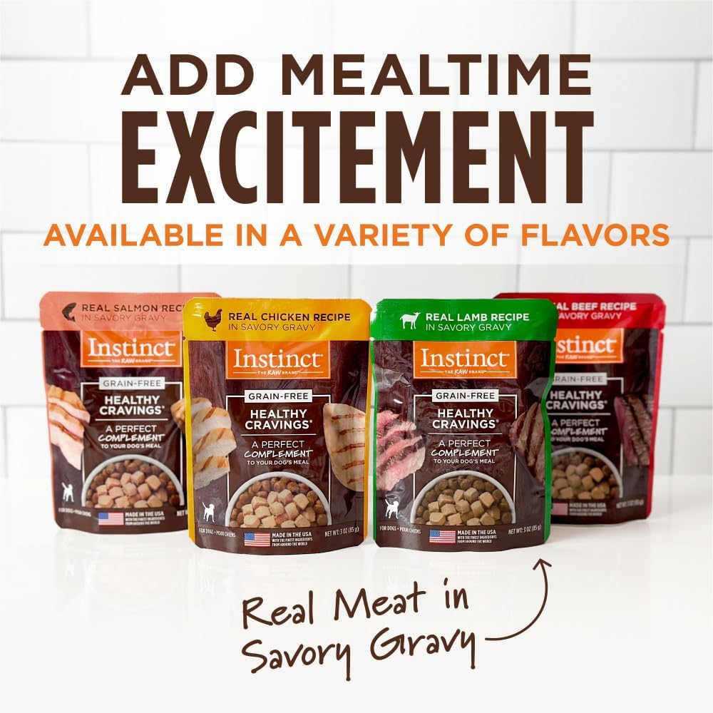 Instinct Healthy Cravings Natural Wet Dog Food Topper, Grain Free Recipe - Real Chicken, 3 oz. Pouches (Pack of 24)