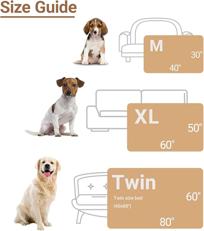 Waterproof Dog Blanket for Large Dogs - Reversible Washable Pet Blanket, Soft Sherpa Fleece Furniture Protector, Cat Throw Bed Couch, Cream, 60"x80"