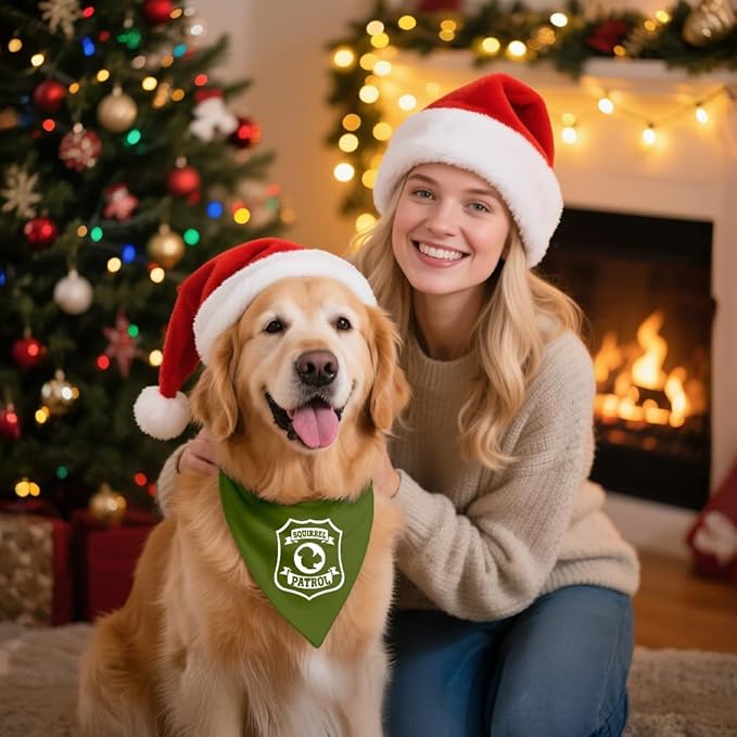 Funny Outdoor Dog Bandana, Puppy Scarf Photo Prop for Outdoor Adventure Hiking Camping Mountain, Gifts for Ranger (Squirrel)