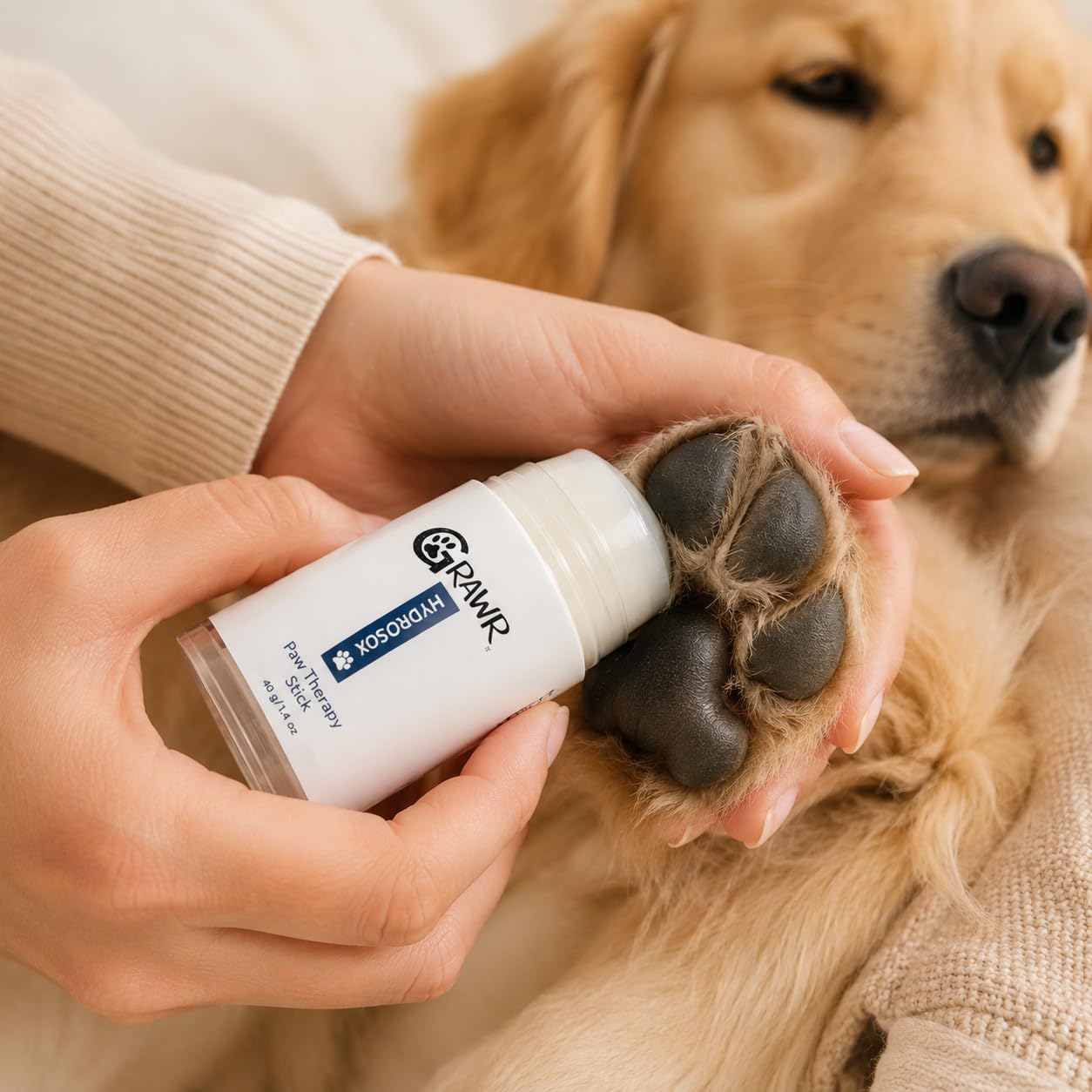 Dog Paw Spa Kit – Paw Balm & Moisturizing Dog Socks for Dry, Cracked Paw Pads – Anti-Lick Paw Protection with 4 Non-Slip Socks + Natural Therapy Stick (Medium)