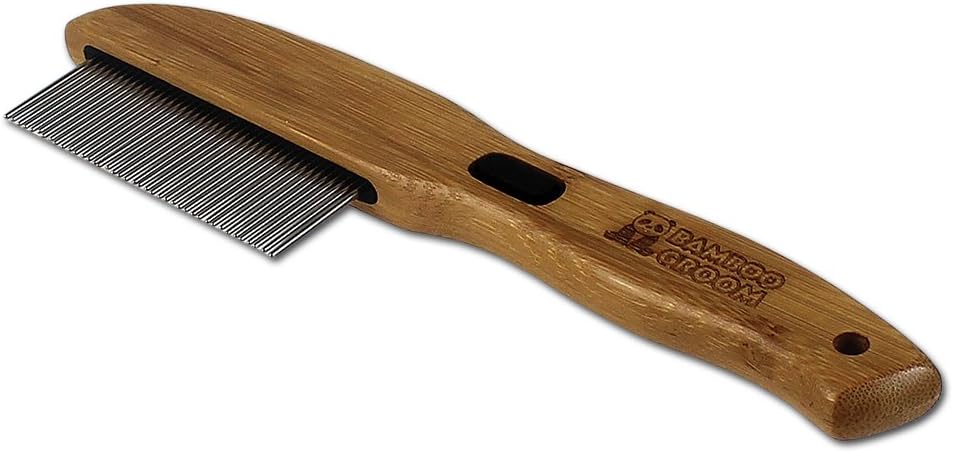 alcott Bamboo Groom Rotating Pin Comb with 41 Rounded Pins for Pets