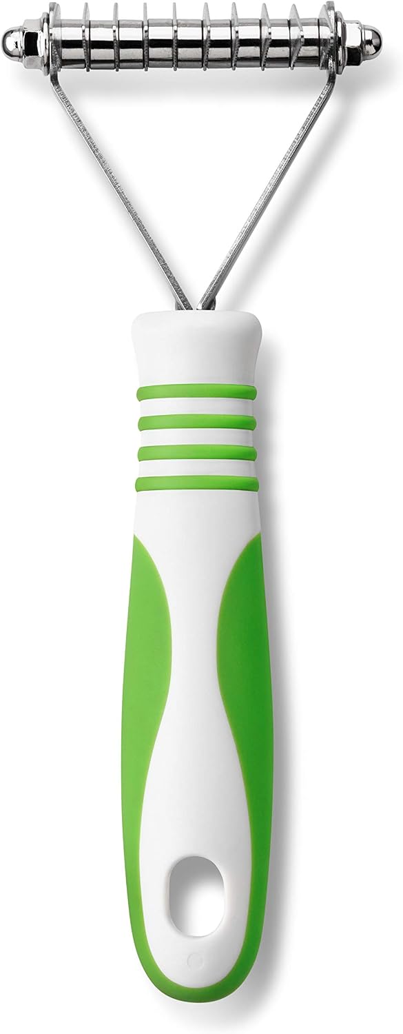 Andis 66050 De-Matting Rake with 10 Blades - Grooming Brush with Safety Edges & Promotes Healthy Skin & Coat - Non-Slip Handle, De-Shedding & Perfect for Long-Haired Breeds – 1 Pack, Green