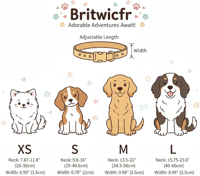 Dog Collars for Extra Small & Small Dogs, XS Dog Collar with Cute Ice Cream Print, Spring Summer Adjustable Puppy Collar with Adorable Charm and Quick Release Buckle, XS