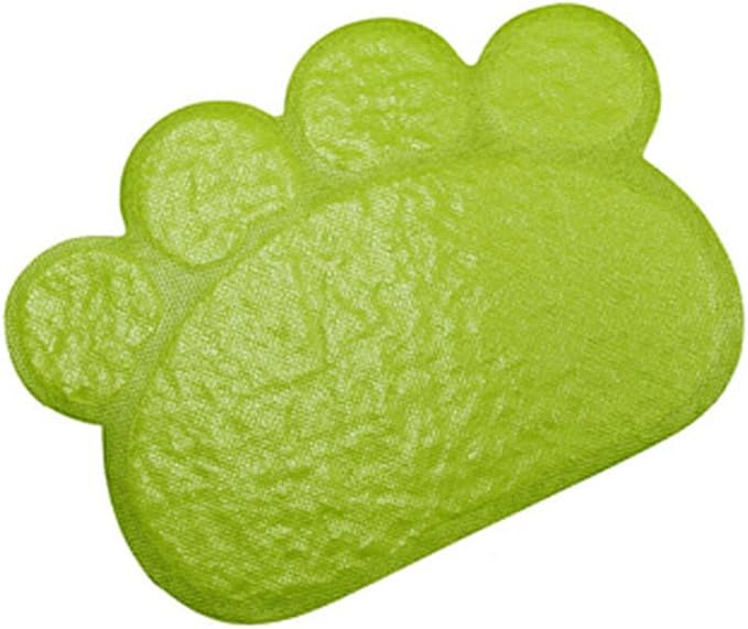PVC Pet Dog Cat Puppy Kitten Dish Bowl Food Water Feeding Placemat, Non-Slip Cat Litter Mat Paw Shape, Grey Small