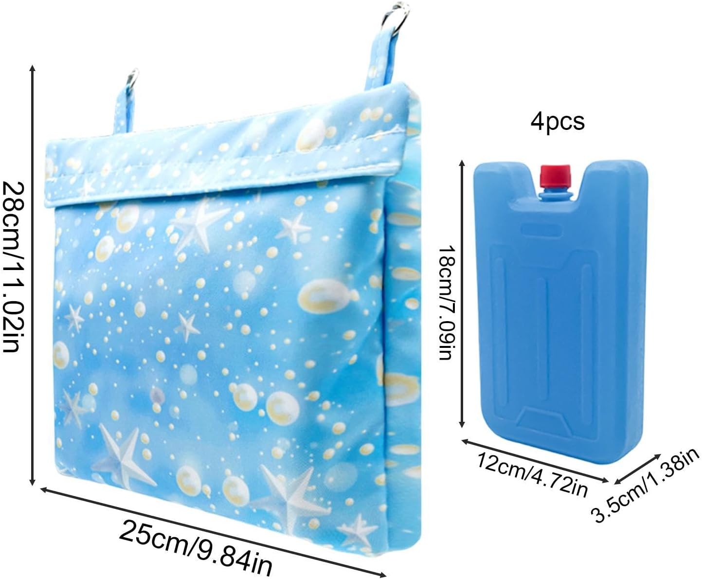 Bunny Cooling Mat - Refillable Ice Pad | Hanging Summer Pet Cooler | Includes 4 Ice Crystal Packs, Condensation Resistant Lining, Washable Fabric Cover, Hanging Cage Design, For Rabbits Ferrets