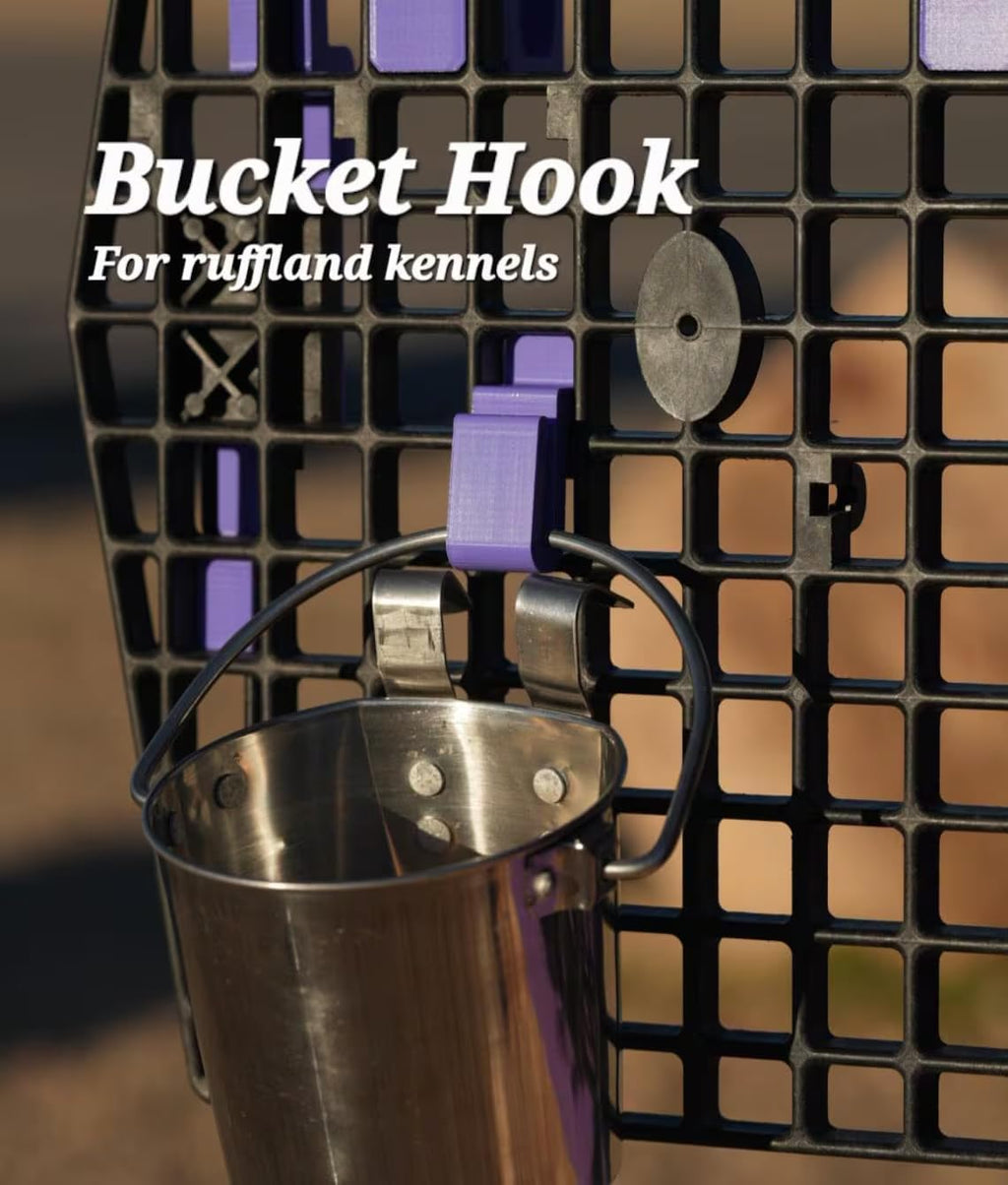 Dog Kennel Bucket Hook Compatible with Ruffland Kennels, PETG Water Bucket Holder for Dog Crate, Easy Install Feeding & Water Pail Mount (Neon Green, Int/Lrg/Backseat)