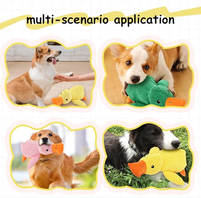2025 Upgraded Dog Toys, New Durable Calming Duck Toys, Dog Toys for Aggressive Chewers with Soft Squeaker, Fun for Indoor Puppies and Senior Pups (Yellow, L-11.4 * 13.5in)