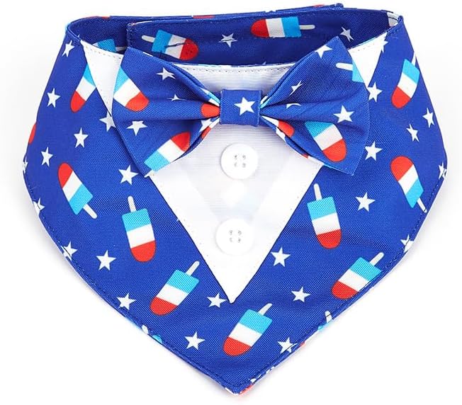 Dog Tuxedo, Adjustable Formal Wedding Outfit Bandana Dog Tux Collar with Bow Tie, Pet Birthday Valentines Outfit Cosplay(X-Large)