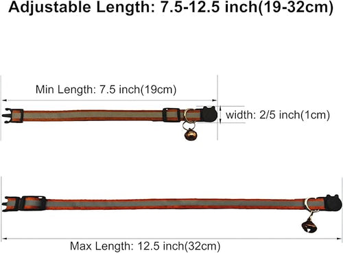 14 Pack Breakaway Cat Collar with Bell, Reflective Kitten Collar for Girl Boy Cats, Safety Buckle Adjustable 7.5-12.5 Inch, 0.4 Inch Width Lightweight, Pet Gifts (Brown)