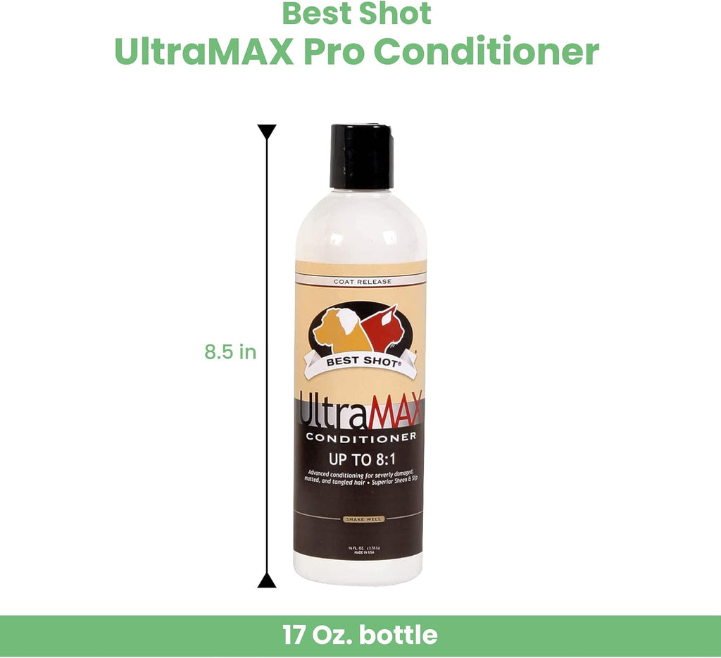 Best Shot UltraMAX Pro Conditioner, Detangling, and Hydrating Conditioner, Coat Release Technology, Sweet Pea Essence, 17 Oz.